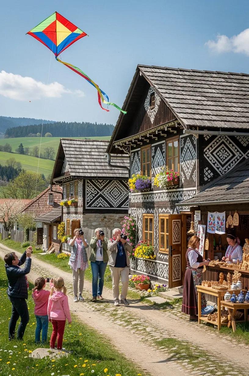 Historická ulica v starom meste s kamennými domami a úzkym chodníkom, ideálna na fotografovanie atmosféry minulosti.